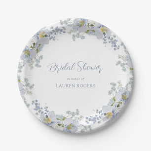 Dusty Blue Elegante Garten Vintages Brautparty Pappteller