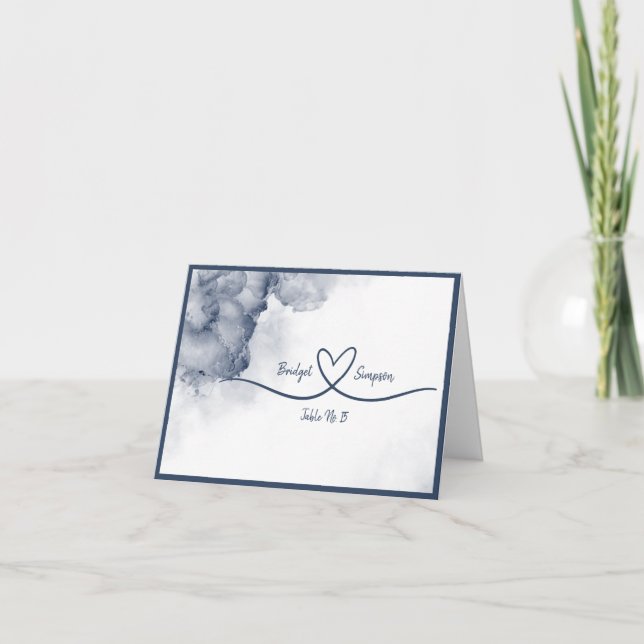 Dusty Blue elegante Marmorgrube Dankeskarte (Vorderseite)