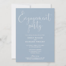 Dusty Blue Elegante Script Engagement Party