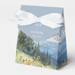 Dusty Blue Elegante Watercolor Hochzeit Geschenkschachtel