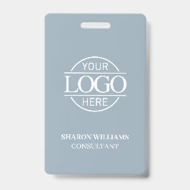 Dusty Blue Employee ID with Custom Business Logo Ausweis