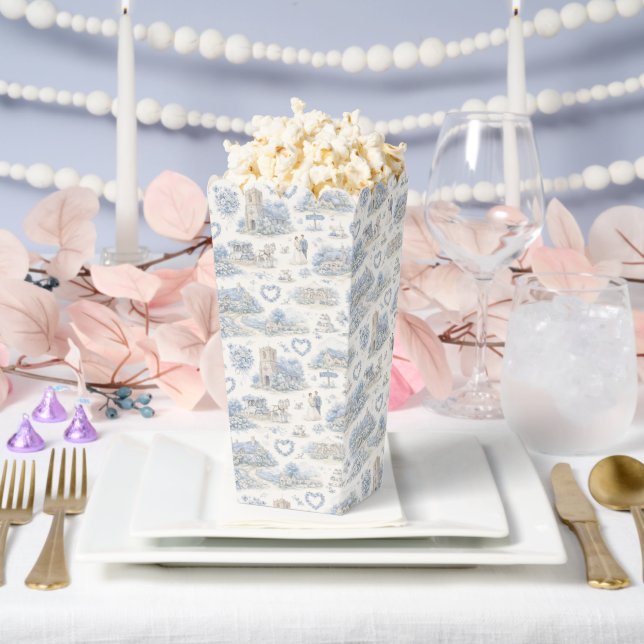 Dusty Blue English Village Wedding Watercolor Geschenkschachtel (Hochzeit)