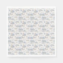 Dusty Blue English Village Wedding Watercolor Serviette