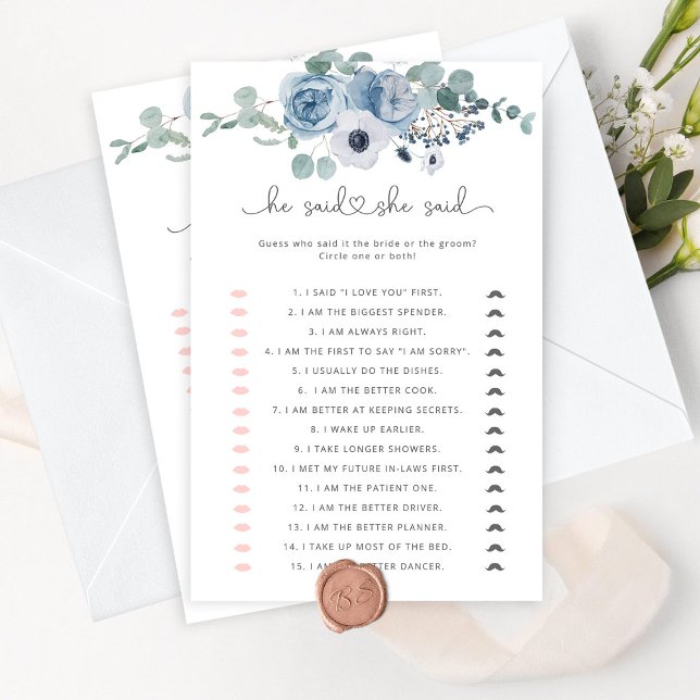 Dusty blue Er sagte, sie habe Brautparty Game gesa (Von Creator hochgeladen)