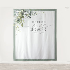 Dusty Blue Eucalyptus Brautparty Foto Stand Wandteppich