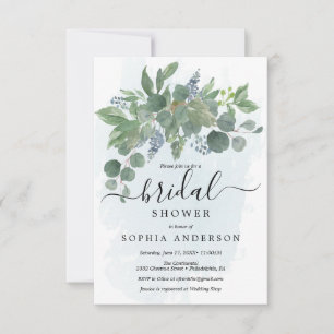 Dusty Blue Eucalyptus Bridal Einladungen