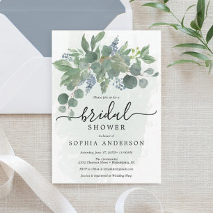 Dusty Blue Eucalyptus Bridal Einladungen