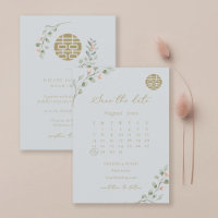 Dusty Blue Eucalyptus Chinese Save the Date
