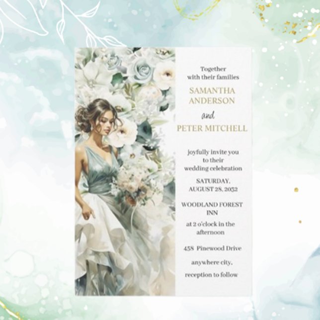 Dusty Blue Eucalyptus Gr Einladung zum Hochzeitsta (Discover elegant and modern wedding invitations with floral and rustic themes.  )