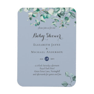 Dusty Blue Eucalyptus Greenery BABY SHOWER lädt ei Magnet