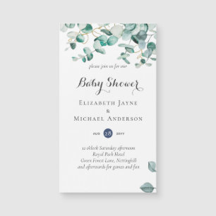 Dusty Blue Eucalyptus Greenery BABY SHOWER lädt ei Magnetkarte