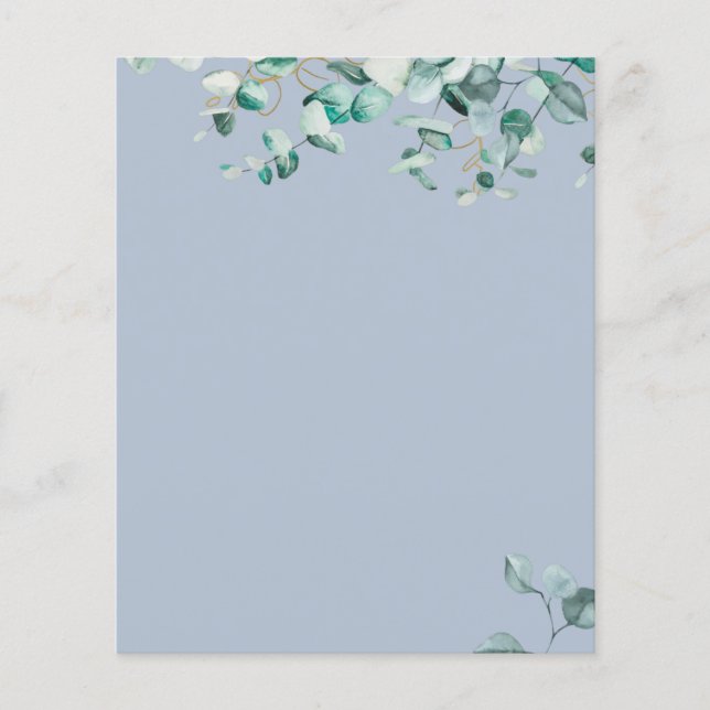 Dusty Blue Eucalyptus Greenery Blank TEMPLATE Flyer (Vorne)