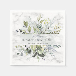 Dusty Blue Eucalyptus Greenery Botanischer Marmor Serviette