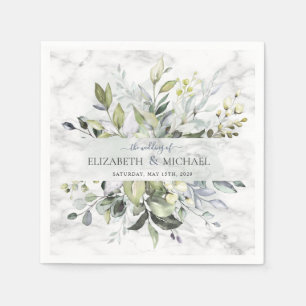 Dusty Blue Eucalyptus Greenery Botanischer Marmor Serviette