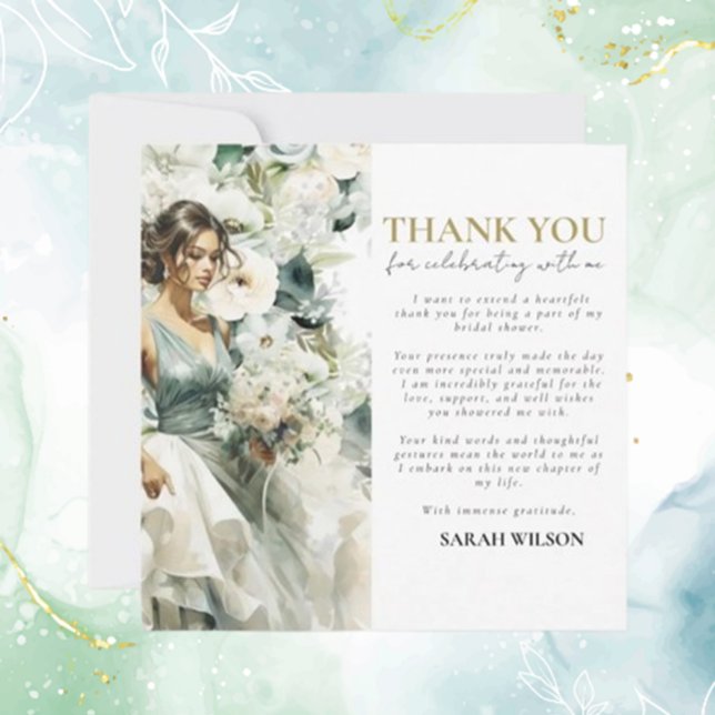 Dusty Blue Eucalyptus Greenery Bridal Vielen Dank (Express heartfelt gratitude with Bridal Thank You cards featuring thoughtful touches  )
