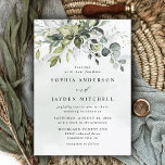Dusty Blue Eucalyptus Greenery Succulent Wedding Einladung<br><div class="desc">Das Design besticht durch einen Blumenstrauß mit Aquarellgrün, Eukalyptus und einen Sukkulenten über einem staubigen blauen Aquarellspritzer. Der Splash ist grauer (staubig), aber wenn Sie mehr von einem blauen Splash gewollt... besuchen Sie den Link Rustic Weddings und finden Sie die Kollektion. Das Design bietet auch die Flecken von lackiertem Gold...</div>