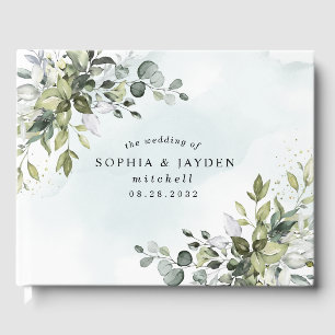 Dusty Blue Eucalyptus Greenery Succulent Wedding Gästebuch