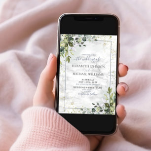 Dusty Blue Eucalyptus Greenery Sukkulentes Foto Einladung