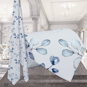 Dusty Blue Eucalyptus Greenery Wedding Light Gray Krawatte