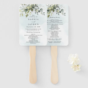 Dusty Blue Eucalyptus Greenery Wedding Programs Fächer
