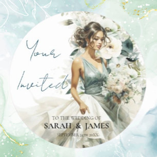 Dusty Blue Eucalyptus Greenery Wedding Runder Aufkleber