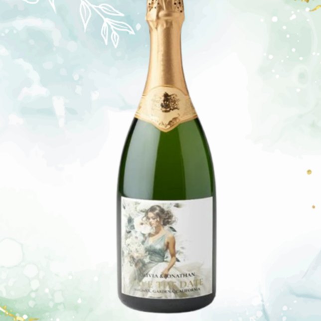 Dusty Blue Eucalyptus Greeney Wedding (Personalize your wedding with a dusty blue eucalyptus greenery sparkling wine label)