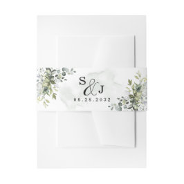 Dusty Blue Eucalyptus Grüne Einladungsbanderole