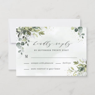 Dusty Blue Eucalyptus Grüne RSVP Karte