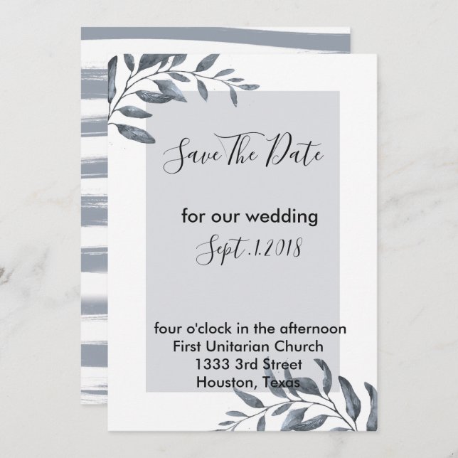 Dusty Blue Eucalyptus Save the Date Einladung (Vorne/Hinten)