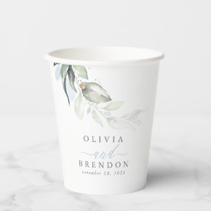 Dusty Blue Eucalyptus Verlasse Grüne Elegant Pappbecher