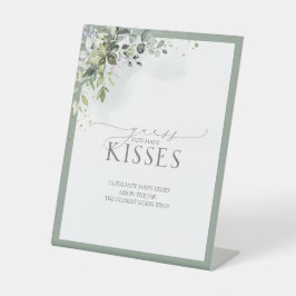 Dusty Blue Eucalyptus Watercolor Wie viele Kisses Sockelschild