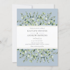 Dusty Blue Eucalyptus  Wedding Einladung
