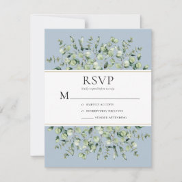 Dusty Blue Eucalyptus Wedding RSVP Karte