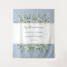 Dusty Blue Eucalyptus Wedding Together Forever Wandteppich