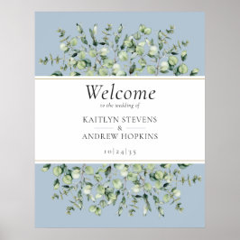 Dusty Blue Eucalyptus Wedding Welcome  Poster