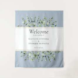 Dusty Blue Eucalyptus Wedding Willkommen Wandteppich