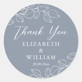 Dusty Blue Eucalyptus Weddings Vielen Dank Runder Aufkleber