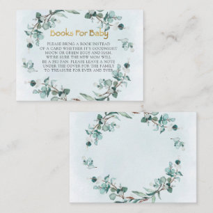 Dusty Blue Eucalyptus Wreath Boy Baby Shower Visitenkarte