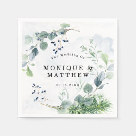 Dusty Blue Eukalyptus Greenery Rustikale Hochzeit Serviette