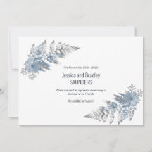 Dusty Blue Fern Leaf Hochzeitsankündigung