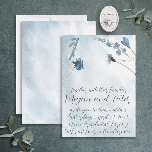 Dusty Blue Fine Art Calligraphy Style Wedding Einladung