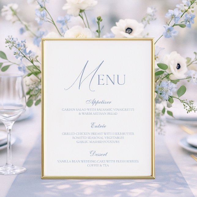 Dusty Blue Fine Art Wedding Menu Card (Von Creator hochgeladen)