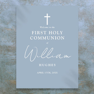 Dusty Blue First Holy Communion Willkommenszeichen Poster