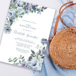 Dusty Blue Floral 50. Geburtstagsparty Einladung<br><div class="desc">Blütenblaue Rosen,  Torfbäume und Wildblumen schmücken eine hübsche Blumengeburtstagseinladung. Alle Texte sind editierbar und Einladungen können als digitaler Download erworben werden.</div>