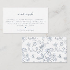 Dusty Blue Floral A Note on Gifts Wedding Begleitkarte