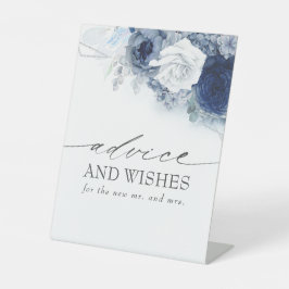 Dusty Blue Floral Advice and Wishings Wedding Sockelschild