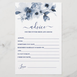 Dusty Blue Floral Advice für die Bride Card