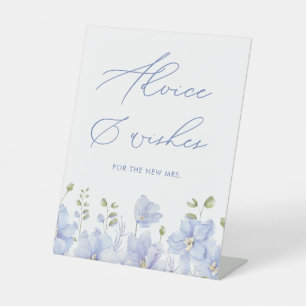 Dusty Blue Floral Advice & Wishings Brautparty Sockelschild