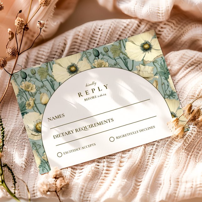 Dusty Blue Floral Arch Garden Wedding RSVP Karte (Von Creator hochgeladen)