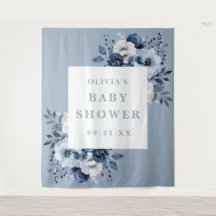 Dusty Blue Floral Baby Dusche Foto Hintergrund